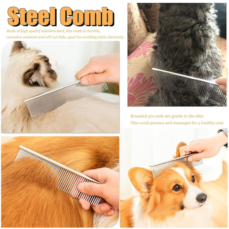 Undercoat Rake Brush Set, 3 Pack Long-Tooth Pet Brush - Dog Rake Brush & Steel Shedding Comb & Double-Sided Teech Comb for Double Coat Large Dogs, Horses - PawsPlanet Australia