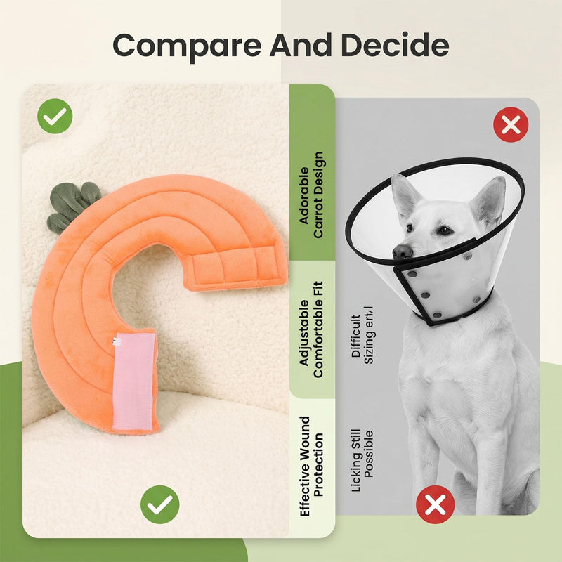 HEEPDD Soft Cotton Cat Collar, 28 x 27 cm, Adjustable, Prevents Licking, Post-Surgical Neck Collar for Kittens, Breathable Elizabethan Style Protective Collar. Orange Carrot