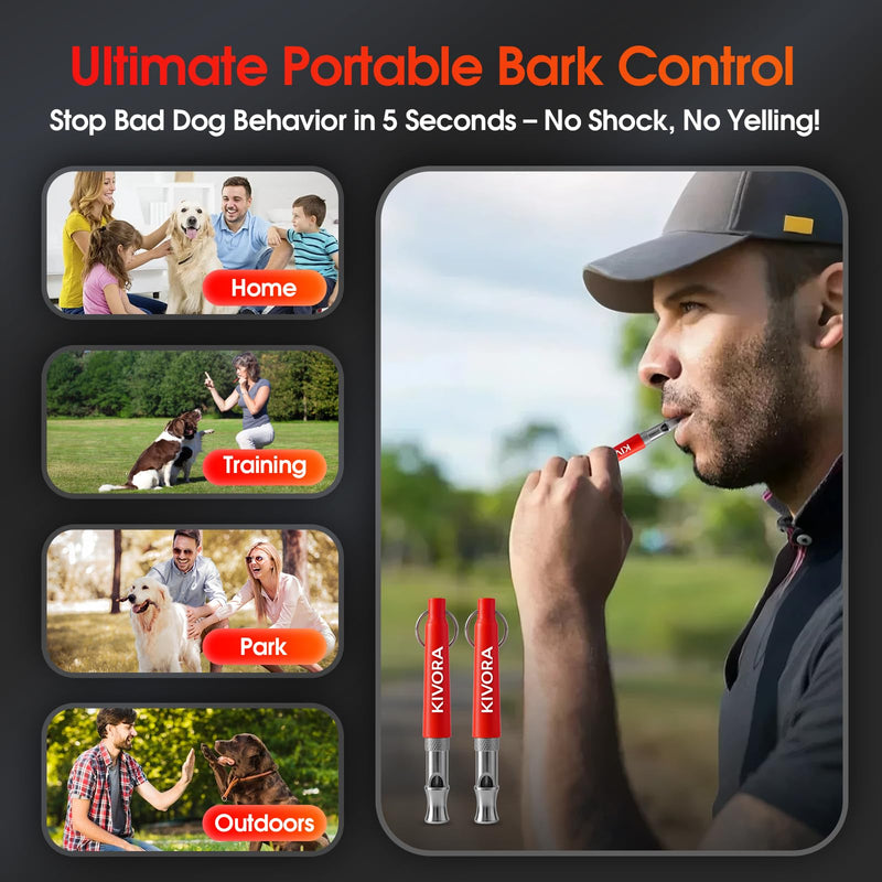 KIVORA 4 Pack Dog Whistle to Stop Barking Neighbors Dog,304 Stainless Steel Adjustable Ultrasonic Silent Dog Training Whistle for Recall & Bark Control,Professional Whistle Suitable for All Dogs red - PawsPlanet Australia
