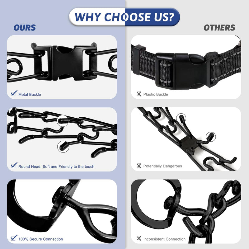 Pinch Collar for Dogs, Prong Training Collar with Quick Release Buckle for Dog Pulling Behavior Correction, Adjustable Pinch Leashes (Small / 12.5-18" Neck Size) Small / 12.5-18" Neck Size