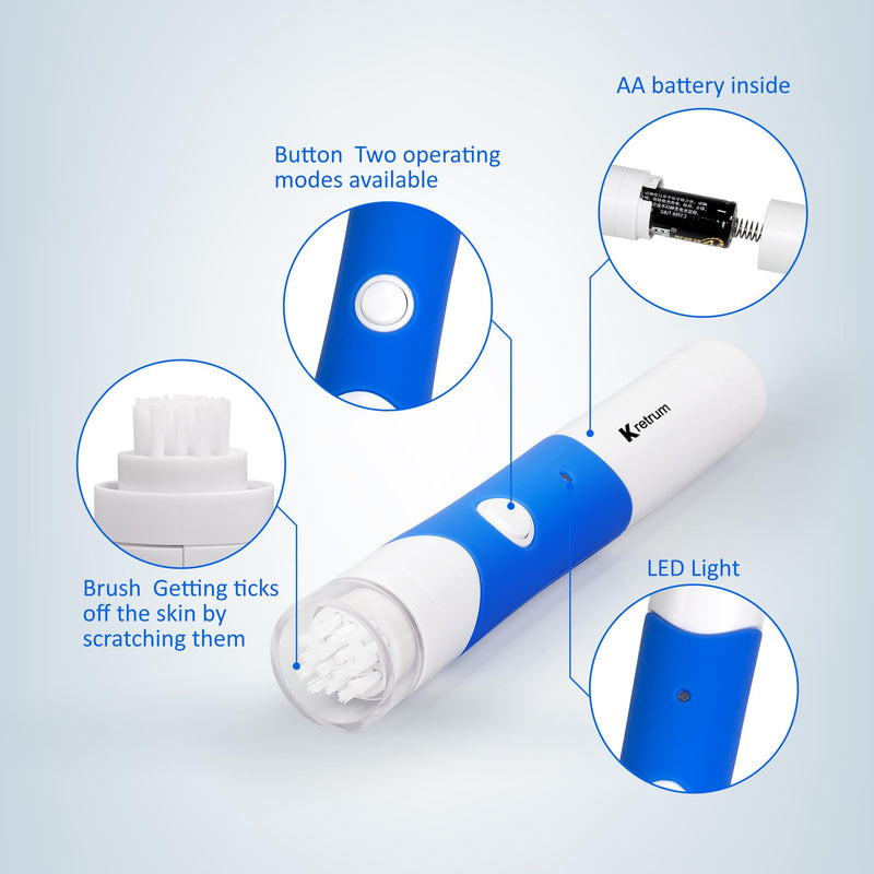 Kretrum Tick Removal Tool Pen Premium Auto Tick Remover Tool for Dogs Real Pain Free Tick Removal Tool for Humans One Click to Remove Tick Intact Brush Let It Come Out on Its Own
