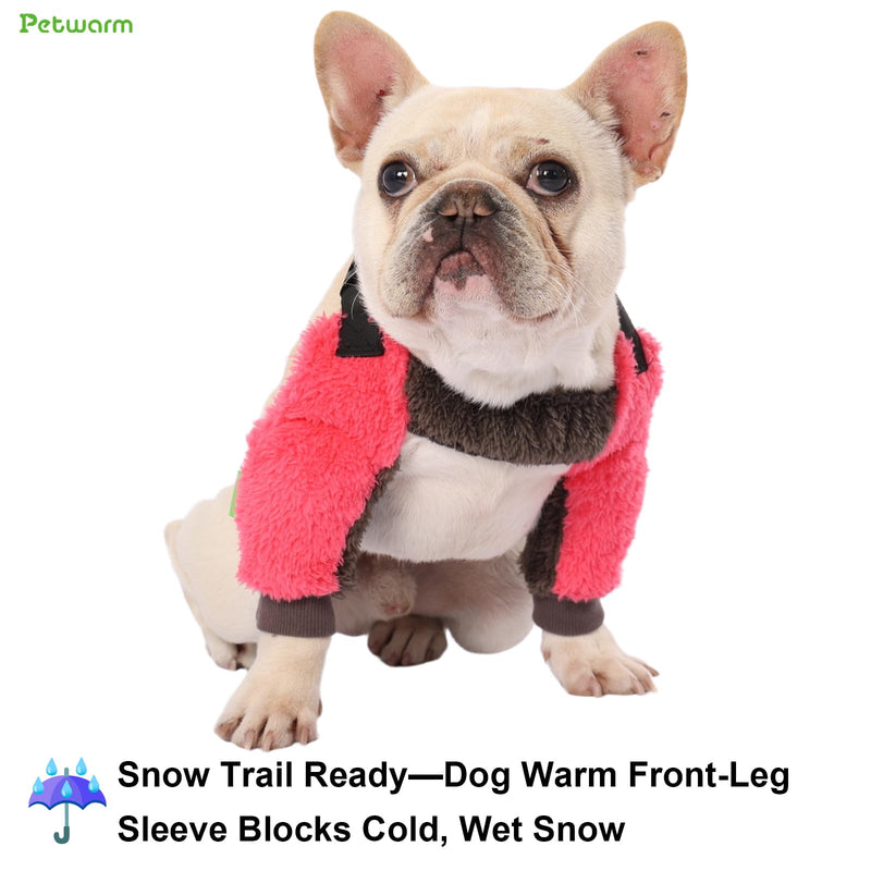 PetWarm Dog Front Leg Sleeves for Winter, Recovery Elbow and Knee Protector, Anti-Licking Pair for Small Dogs, Post-Surgery Protection, Compatible with Dog Jackets, Pink, S