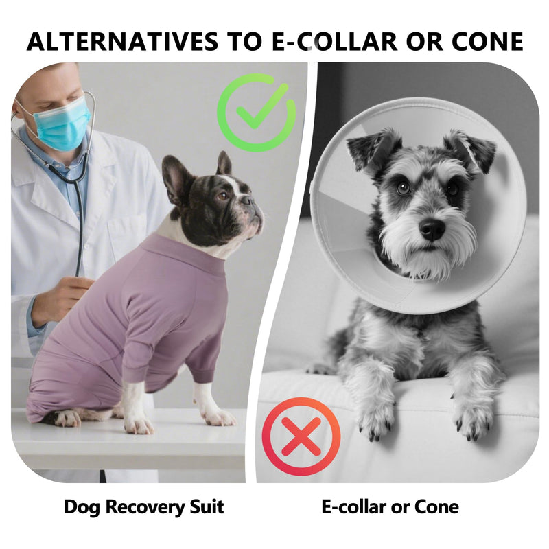 LIANZIMAU Dog Surgery Recovery Suit - Long Sleeve Dog Recovery Suit Female Male Wound Protector Dogs Onesie After Surgery Anti Licking for Medium Large Dogs Pyjamas, Cone E-Collar Alternative Dusty Pink
