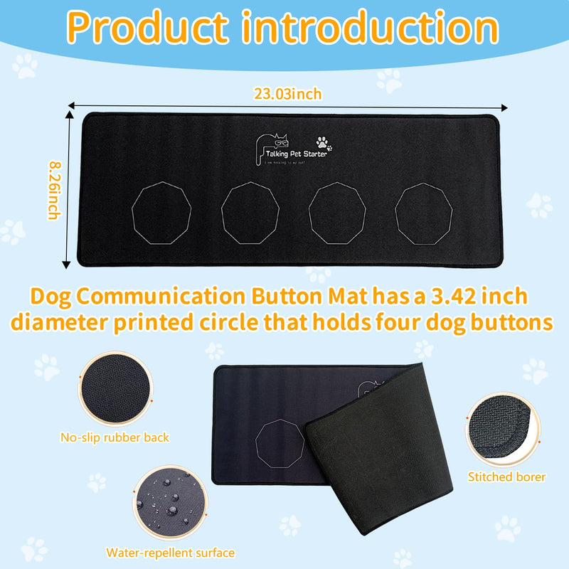 Set of 4 Dog Communication Button Set Recorable Button Dog Talking Button HD Sound 30s Pet Talking Button with Non-Slip Mat,50 Pet Training Stickers Teach Your Beloved Pets to Speak 6 pack - PawsPlanet Australia