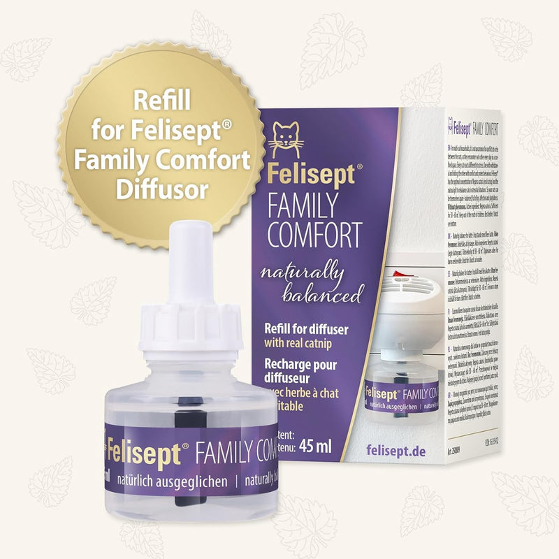 Felisept Family Comfort Refill 45ml - Conflict and Stress for Cats - With Natural Catnip Without Pheromones - Relaxation in a House with Multiple Cats (Pack of 2)