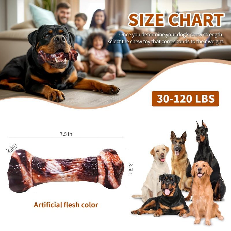 Dog Toys for Aggressive Chewers - Long-Lasting Nylon Chew Bones, Indestructible Toys for Medium to Large Breeds, Teething Toys to Keep Them Busy (Brown) Brown - PawsPlanet Australia