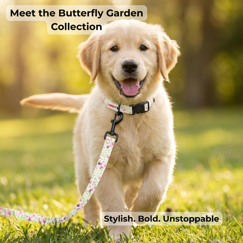 BOLDPET® Dog Collar and Leash Set - Durable Polyester Material -Adjustable -Safe Metal Buckle-Cute Summer Dog Leash and Collar Set for Small, Medium and Large Dogs Floral