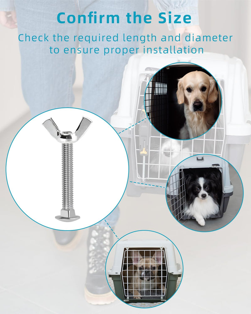 24 Sets M5 Pet Carrier Fasteners, Bolts with Butterfly Nuts for Kennels and Travel Crates, Replacement Hardware Kit for Dog and Cat Cages - PawsPlanet Australia