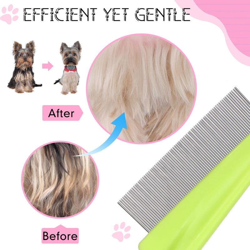 10 Pcs Flea Comb for Dogs and Cats Flea Remover Tool with Stainless Steel Metal Teeth for Detangling Grooming Kit, Pink, Blue, White and Green, 2 Sizes - PawsPlanet Australia