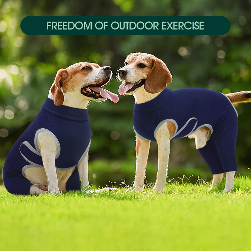 Kuoser Dog Surgery Recovery Suit, Professional Dog Surgical Suit for Back Legs, Soft Dogs Recovery Sleeve to Prevent Licking Biting Wounds, Dogs Onesie After Surgery Elbow Protector, Blue M Medium (Back: 13.38"; Chest: 20.47")