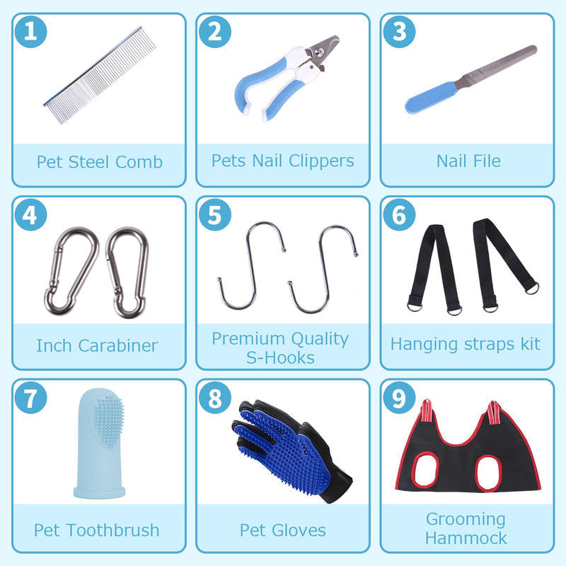 Pet Dog Grooming Hammock, Cat Hammock Restraint Bag for Small Medium Large Pets, Dog Grooming Helper for Trimming Nail and Ear Eye Care, with Nail Clippers, Free Nail File - PawsPlanet Australia