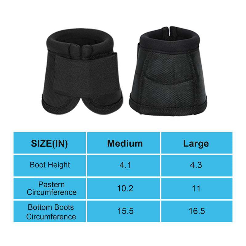 No Turn Bell Boots for Horses Ballistic Hoof Overreach Bell Boot Durable Shock Absorbing Hoof Protection (Black, Medium) Black