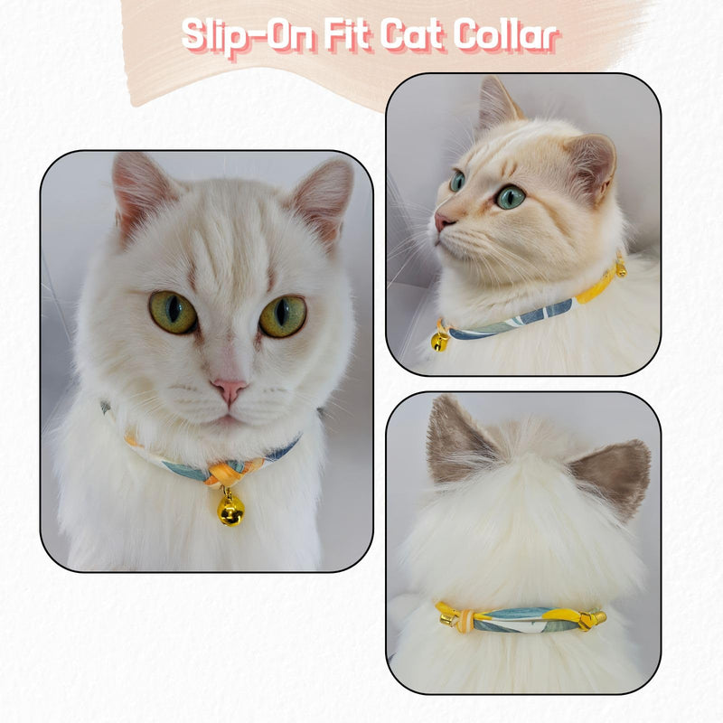 Handmade Cotton Cat Collar with Bell – Adjustable Slip-On Design, No Buckle, Lightweight Rope Collar for Kittens, Indoor Cats, and Small Pets (Daisy) Daisy - PawsPlanet Australia