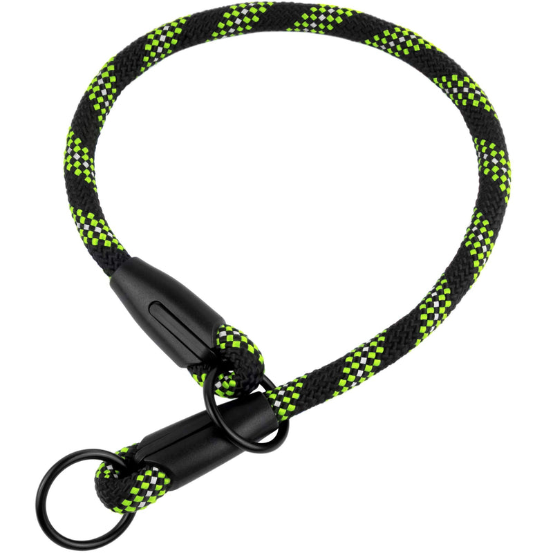 BronzeDog Rope Pro Training Dog Collar Braided No Pull Quick Release Round Lead Collars for Dogs Small Medium Large Puppy (XL - 23.6" Long, Green) XL - 23.6" Long