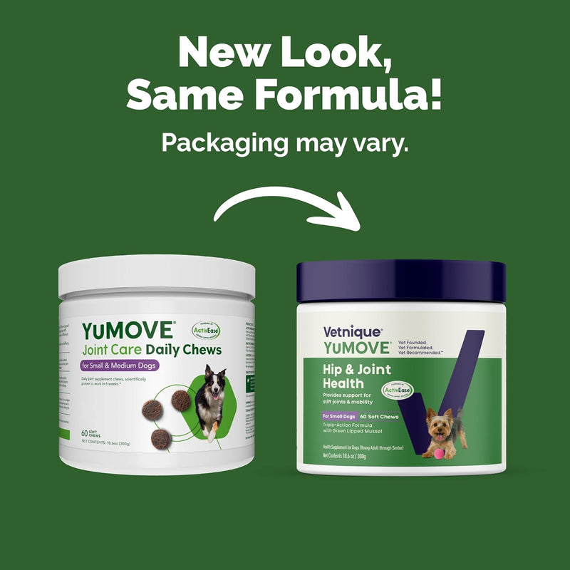YuMOVE Hip & Joint Supplement for Dogs - Glucosamine, Green Lipped Mussel, Hyaluronic Acid & Omega 3 Supports Mobility, Flexibility & Joint Comfort - 60 Chews (Small/Medium Dogs) - PawsPlanet Australia