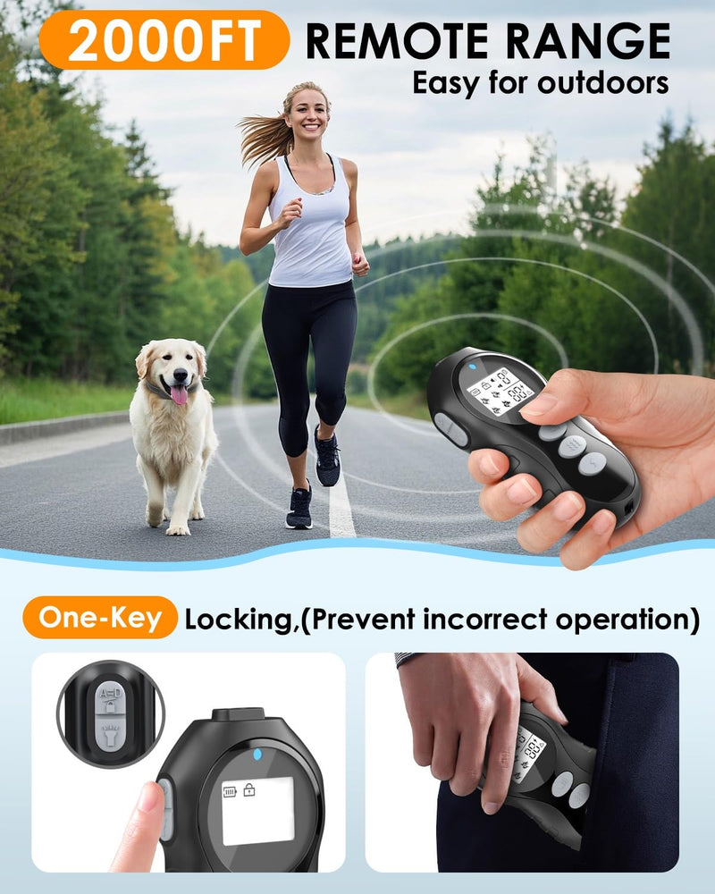 Dog Shock Collar with Remote Control - Shock Collar for Dogs IPX7 Waterproof Dog Training Collar with Beep Vibration Static Correction Flashlight Long-Lasting Battery Safe Training for dogs 10–120 lbs Black - PawsPlanet Australia
