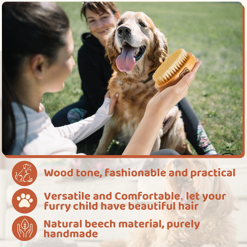 Suclain 2 Pcs Soft Dog Brush Boar Bristle Pet Brush for Short Haired Dogs and Cats with Band, Reduce Shedding, Dog Brush Reduces Stress and Easy to Hold on Your Wrist, Ideal Grooming Supplies - PawsPlanet Australia
