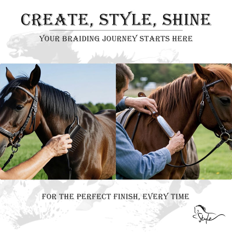 Horse Braiding Kit – 11PCS Equestrian Mane & Tail Grooming Set with Braiding Yarn, Rug Hook, Mane Comb, Seam Ripper, Measuring Tape & Storage Bag – Horse Show Grooming Essentials, Easy for Beginners - PawsPlanet Australia