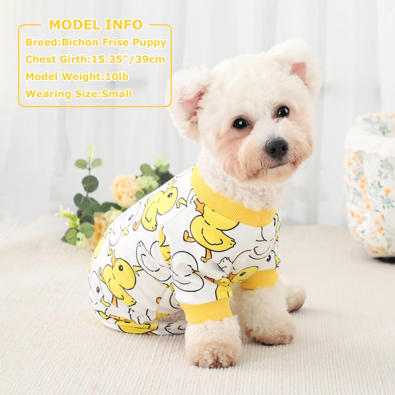 Fall Dog Pajamas Sweaters for Small Dogs Fleece Dog Onesie Stretchy Puppy Sweater Warm Small Dog Clothes Dog Pjs Pet Apparel,XXS Dog Clothes,Yellow Duck XX-Small Yellow Duck - PawsPlanet Australia