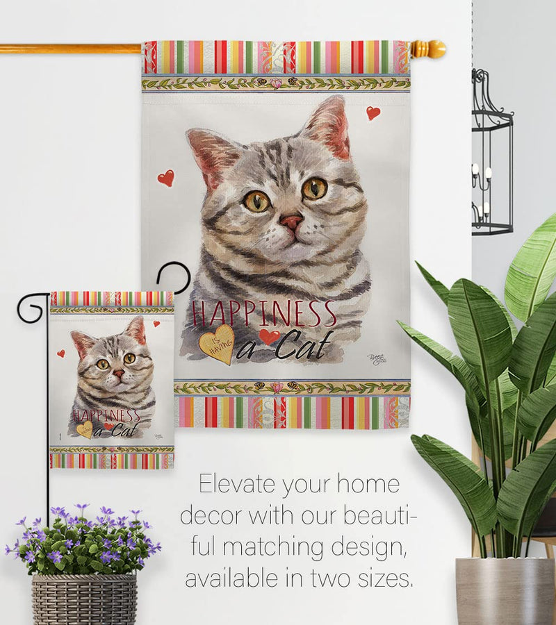 Breeze Decor Gray American Short Hair Happiness House Flag-Pack Cat Kitten Meow Spoiled Paw Fur Pet Nature Farm Animal Creature Applique Banner Small Garden Yard Gift Double-Sided, Made in USA - PawsPlanet Australia