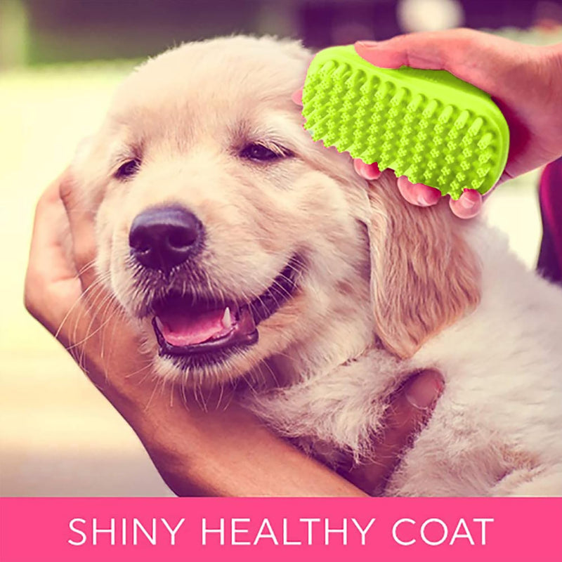 Taeku Dog Bath Brush, Rubber Shampoo Grooming Pet Brush Soft Shedding Bathing Hair Accessories Back Massage Cat Brush for Long Short Fur (Green) Green