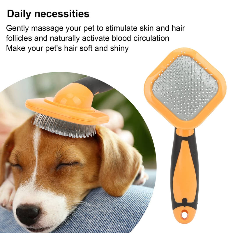 Pet Hair Removal Needle Comb Cat Brush Massage Relieve Fatigue Painless for Cats and Dogs Orange - PawsPlanet Australia