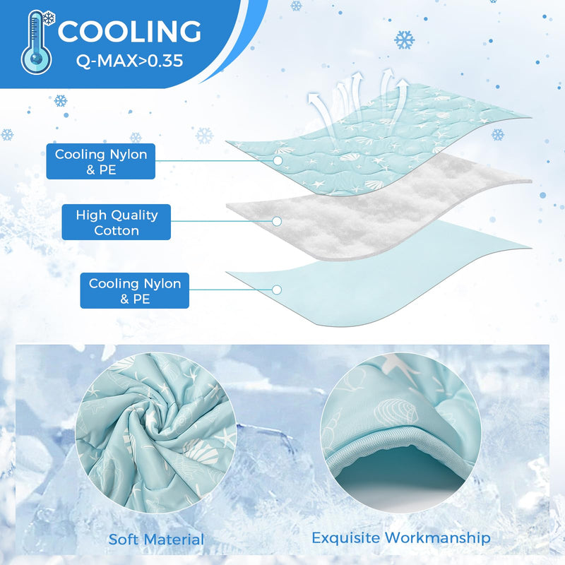 Cooling Blanket for Dogs, 0.35Q-Max Cool Washable and Summer Cooling Pet Mat Blanket, Protector for Couch Bed Cover Sofa for Small to Large Dogs and Cats for Hot Weather (Blue, Small：22.8"x35"x0.2") Blue - PawsPlanet Australia