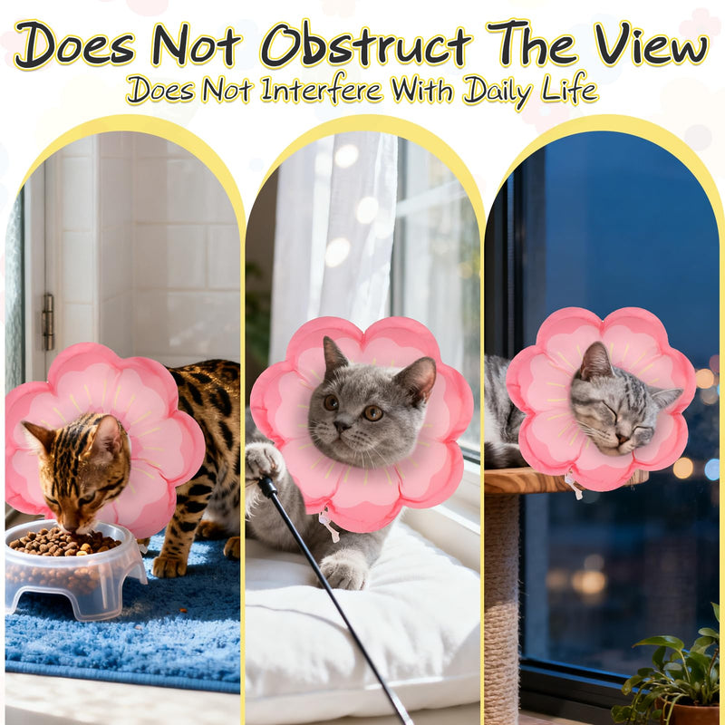 EXPAWLORER Cat Cone Collar Soft, Cat E Collar Recovery After Surgery to Stop Licking, Adjustable Waterproof Cute Neck Elizabethan Pet Kitten Puppy Donut Pillow for Cats Puppy Wound Healing, PinkM Medium Pink