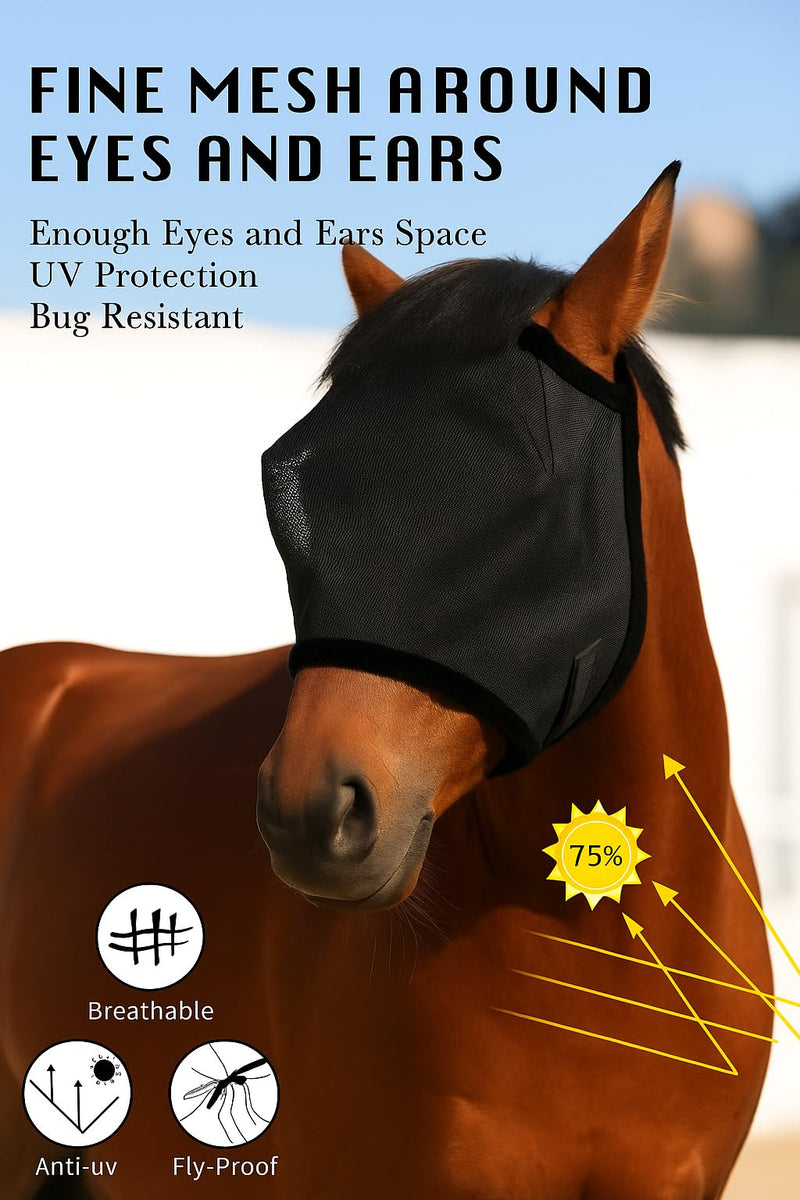 Horse Fly Mask with UV Protection – Breathable & Adjustable Fly Masks for Horses, Ponies, Miniature Foals, Drafts, Arabians, Cob and Full Sizes Comfortable Mesh Face Cover (Light Blue, One Size) Light blue