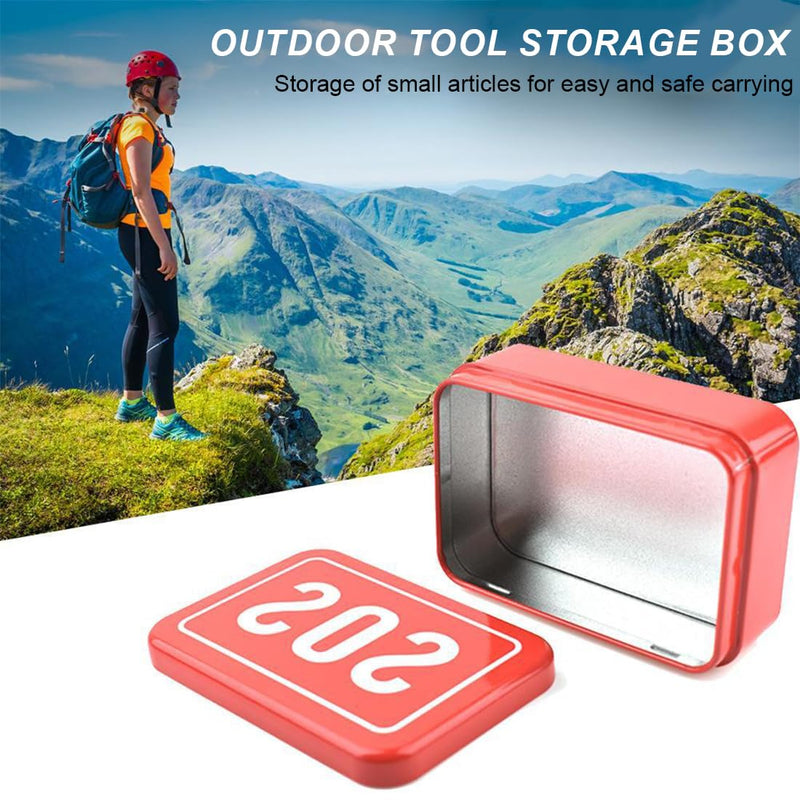 Pack of 2 Multifunctional SOS Survival Box Metal Emergency Box for Camping Hiking and Travel for Storage of Medicine and Survival Equipment