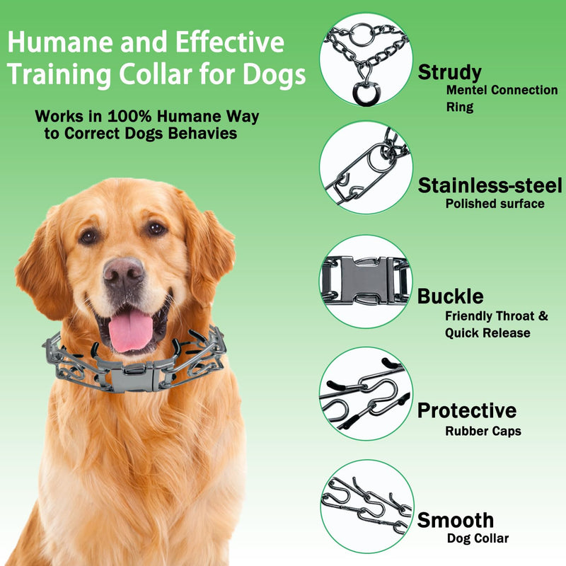 Prong Training Collar for Dogs, Adjustable Dog Pinch Collar with Quick Release Buckle, No Pull Collar for Small Medium Large Dogs, Two Extra Link and Twenty pc Caps (M/L (17-23" Neck, 3.2mm)) M/L (17-23" Neck, 3.2mm) - PawsPlanet Australia