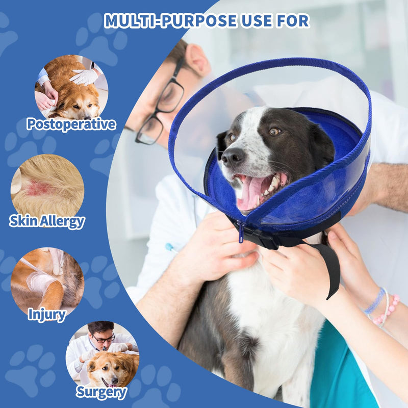Inflatable Dog Collar for After Surgery, 2 IN 1 Removable Enhanced Anti Licking Baffle for Small Medium Large Dogs Cone Soft Recovery Collars to Anti Scratching (M) M