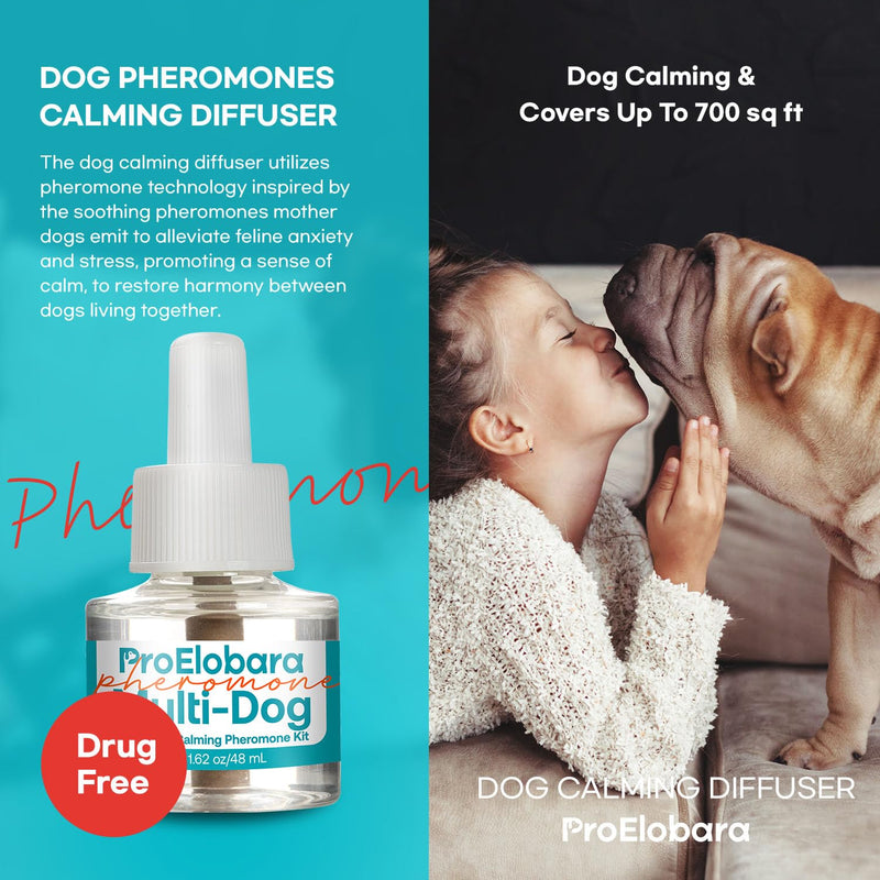 Dog Calming Pheromone Anxiety Diffuser: Dog Calming Pheromones Anti Anxiety Plug Diffuser - Anti Anxiety Calming Pheromone Diffuser for Dogs - Calm Dogs Stress Relief 1 Diffuser & 2 Pheromone Refills Blue