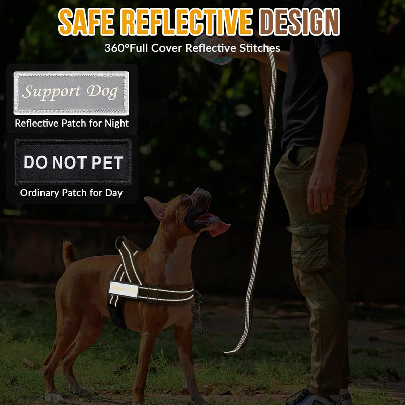 SlowTon No Pull Dog Harness - Heavy Duty Dog Harness and Leash Set for Medium Large Dogs, Reflective Tactical Harness with Soft Padded and Front Clip for Easy Walk and Training (Tan L) Tan - PawsPlanet Australia