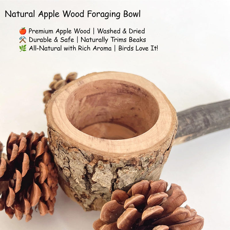 Bird Perch with Feeder for Cage & Chew Toys Pinecones - Bird Cage Accessories 100% Natural & Durable for Cockatiel, Conure, Budgie, Lovebird, Parakeet - Parrot Food Treats Bowl for Foraging 1 pack perch bowl