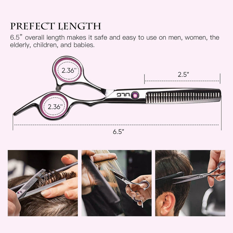 Hair Cutting Scissors Thinning Shears Kit ULG Professional Hairdressing Texturizing Salon Razor Edge Scissor Japanese Stainless Steel 6.5 inch Pink - PawsPlanet Australia