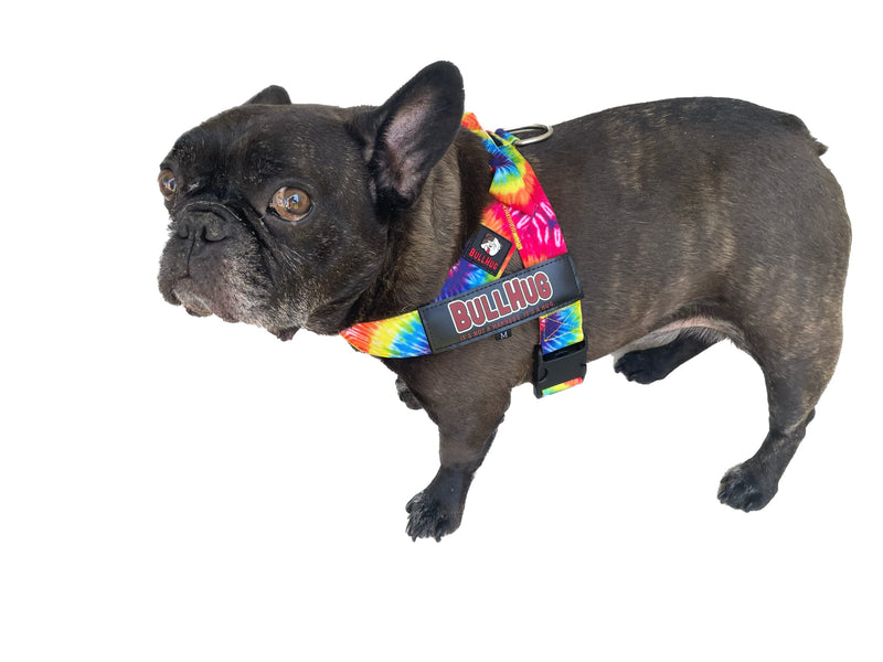 Harness – Made for Larger Chested Dogs Like English Bulldogs, French Bulldogs, Pugs & More. Stops Dogs from Pulling & Choking on Walks (TIE DYE, XL) TIE DYE XL ( Chest 33" - 36" ) - PawsPlanet Australia