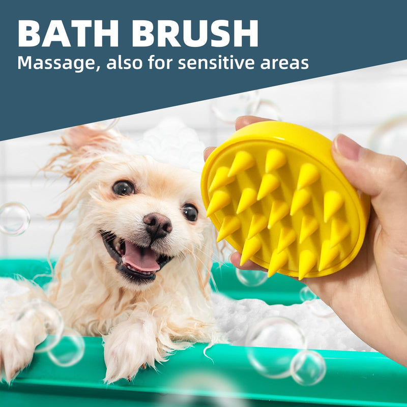 Dog Bath Brush Set,7 PCS Dog Slicker Deshedding Hair Brushes for Grooming Shedding，Dog Scrubber Shower Wash Brush for Short Long Haired Dogs Cats Bath,Dog Slicker Brush Dematting Comb Scissor Blue - PawsPlanet Australia