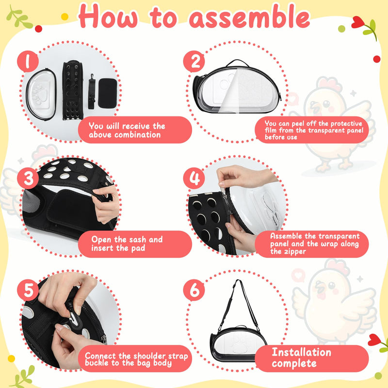 Hsei Small Pet Carrier Bag Portable Small Animal Travel Bag with Clear Side Panel Shoulder Strap for Hamster Chinchilla Rabbit Hedgehog Sugar Bird Lizard