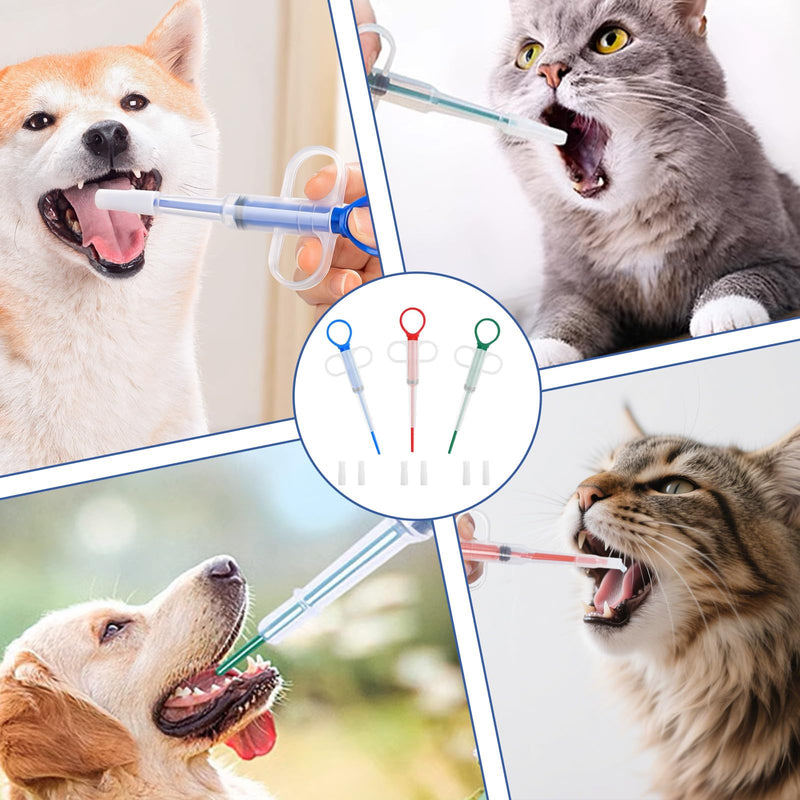 Pill Dispenser Cat Pet Feeder, Pack of 3 Pill Dispenser for Cats Pill Assist Cat Pet Medicine Feeder Pet Reusable Pusher Tablet for Small Animals