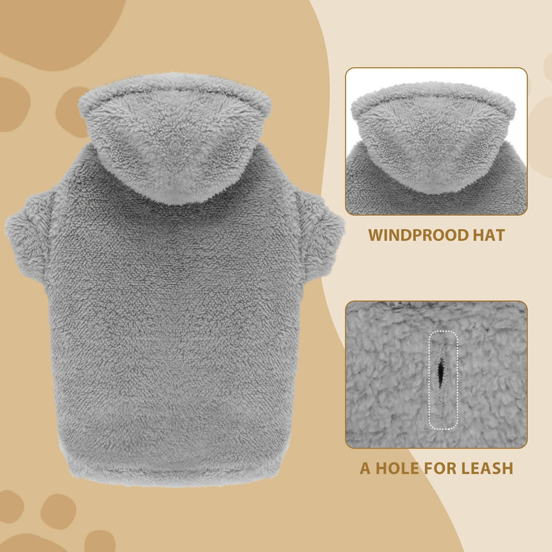 Fuzzy Dog Hoodie Dog Sweater Dog Clothes Warm Soft Dog Coats Hooded Sweatshirt Fleece Dog Hoodies for Large Dogs Dog Sweaters for Extra Large Dogs(Grey-XL) X-Large Grey - PawsPlanet Australia