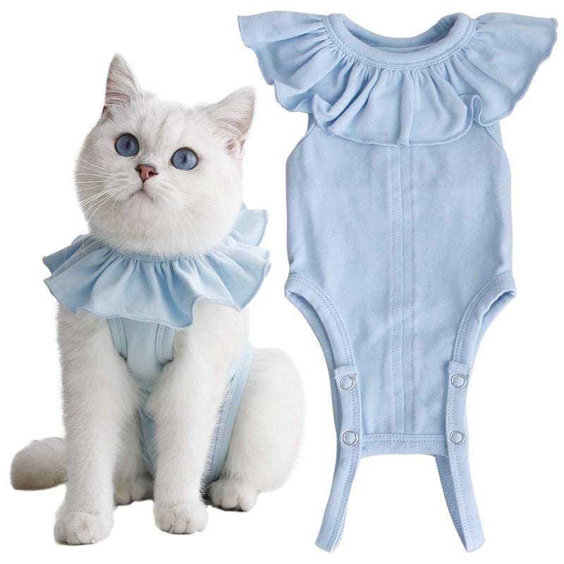 Cat Recovery Suit for Abdominal Wounds and Skin Diseases,Breathable Surgical Recovery Shirt After Surgery Wear Anti Licking Wounds,E-Collar Alternative for Female Cats Kitten(RSC01-blue-m) blue M