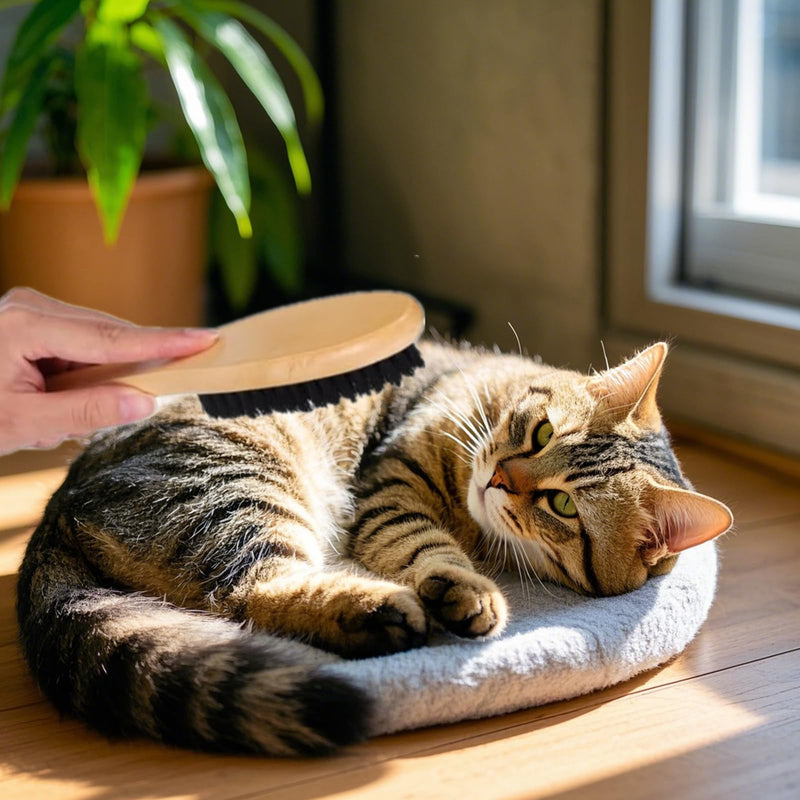 Cat Brush Professional Soft Bristle Cat Grooming Brush with Wooden Handle for Kitten Pet Grooming