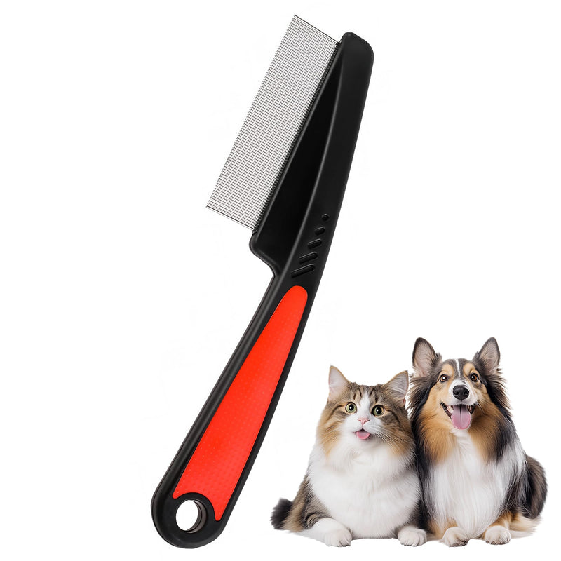 Black Flea Comb for Dogs and Cats Fine Tooth Grooming Tool for Pets Daily Coat and Hair Care Black
