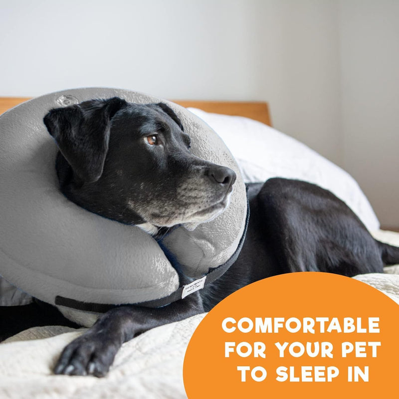 Protective Inflatable Collar for Dogs and Cats - Soft Pet Recovery Collar Does Not Block Vision E-Collar, Soft Protective Cone for Dogs After Surgery (Gray, [Neck:10"-14"] Medium) Gray - PawsPlanet Australia