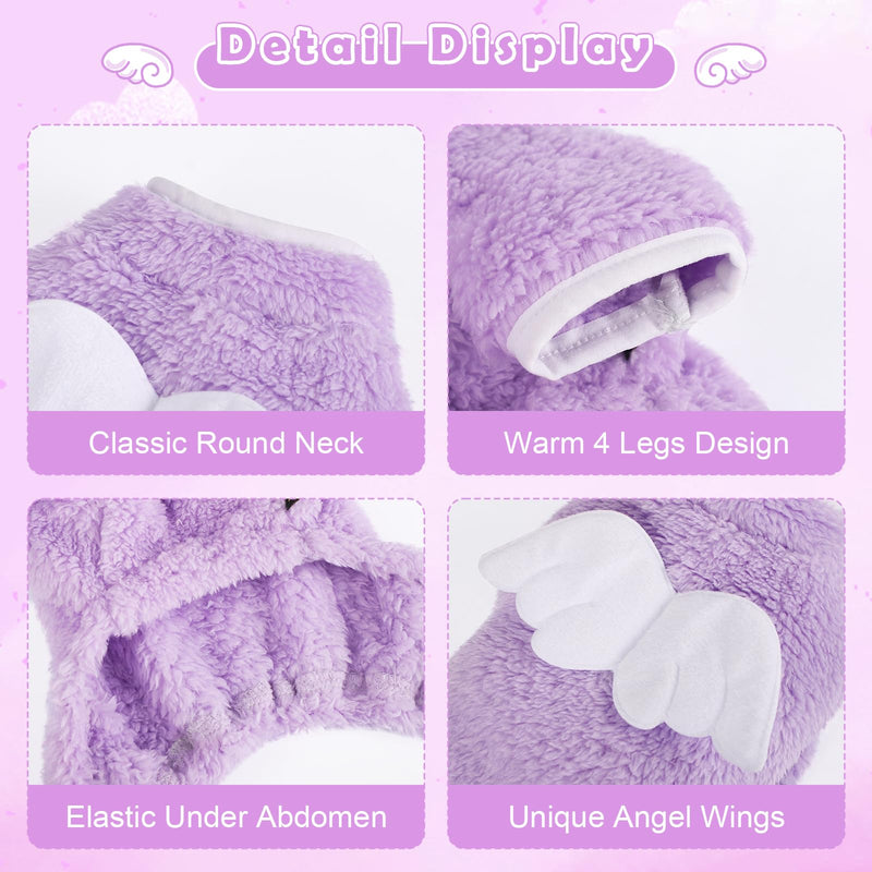 Dog Pajamas Fuzzy Velvet Dog Sweater, Angel Wings Dog Winter Pjs Clothes for Small Dogs Girl Boy, Dog Outfits for Chihuahua Clothes Yorkie, Pet Jumpsuit, Cat Apparel Angel Wings-01 - PawsPlanet Australia