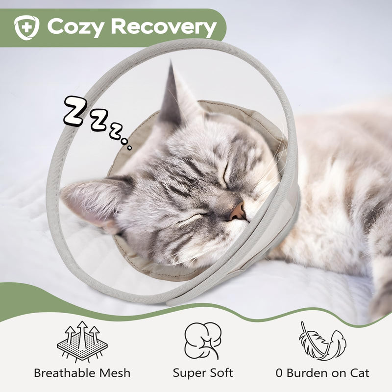 Cat Cone Collar Soft: Comfortable Waterproof Mesh Recovery Cone After Surgery to Stop Licking and Scratch, Alternative to Plastic Elizabeth Head/Neck Cone,M