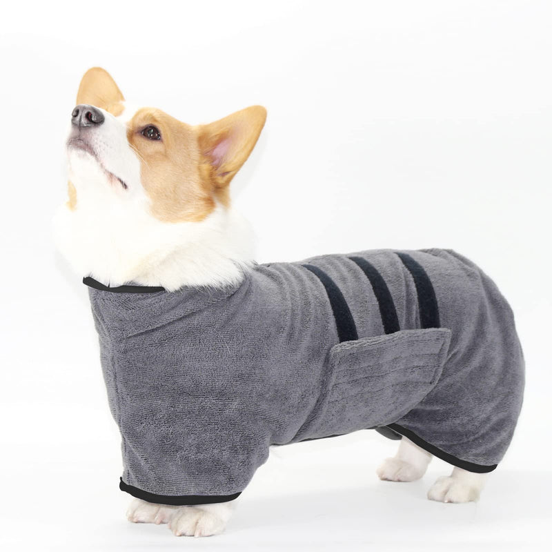Microfibre Dog Bathrobe Dog Towel Wrap Super Absorbent Dog Drying Coat Bath Robe for Puppy, Medium & Large Dogs, Fast Drying, Adjustable, for Pet Dogs & Cats Black X-Large - PawsPlanet Australia