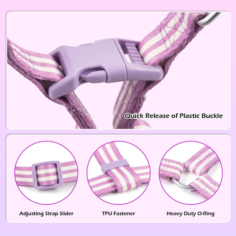 Stripe Step in Dog Harness for Small Dogs, Freedom Nylon Dog Halter Vests, Lightweight and Escape Proof Puppy Harness, Quick Fits for Small Medium and Large Dogs, Purple L - PawsPlanet Australia