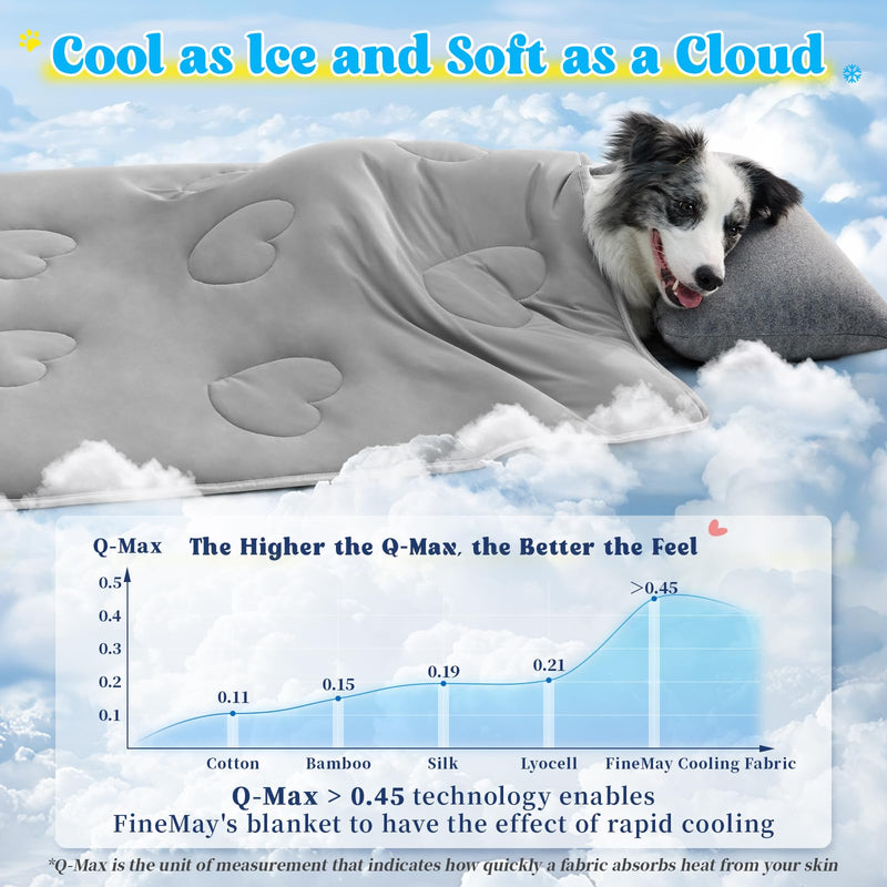 Cooling Blanket for Dogs, Lightweight & Durable Dog Cooling Mat, Q-MAX>0.45 Soft Breathable Pets Comforter for Couch, Bed & Car Essential - Light Grey 40x50 Inches 40''x50'' - PawsPlanet Australia